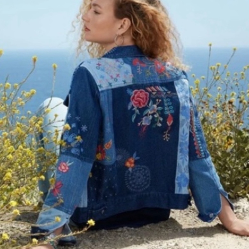 Johnny Was Taryn Embroidered Patchwork Denim Jack… - image 8
